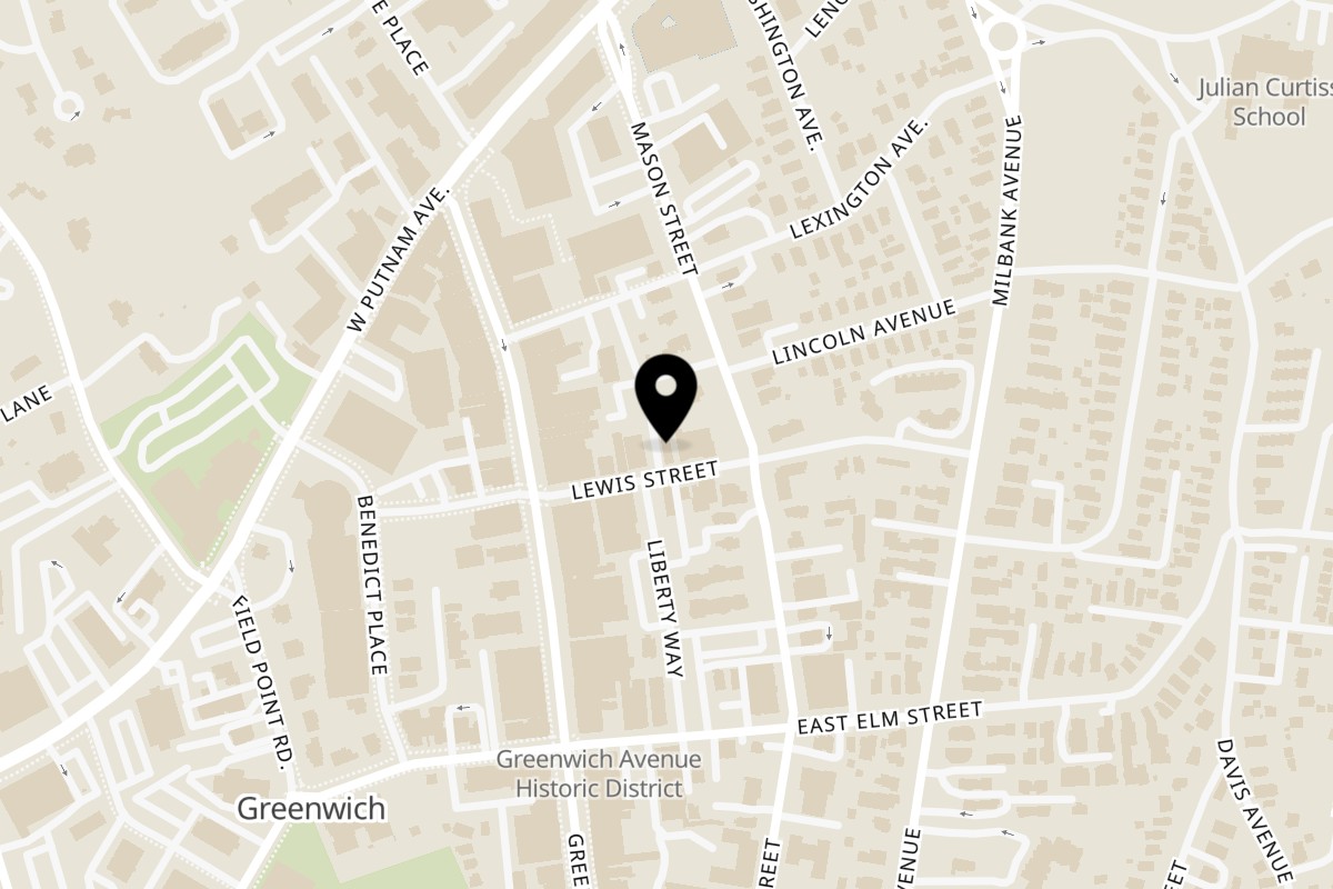 Map showing the location of Orienta Restaurant on 55 Lewis St in Greenwich